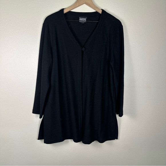 Eileen Fisher Tops - Vintage EILEEN FISHER Chic Quiet Luxury Black Wool Button Front Cardigan Sweater